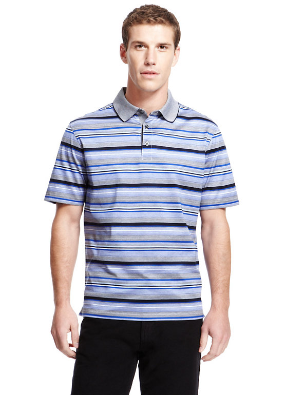 Pure Cotton Striped Polo Shirt Image 1 of 2