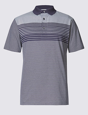 Pure Cotton Striped Polo Shirt Image 2 of 3