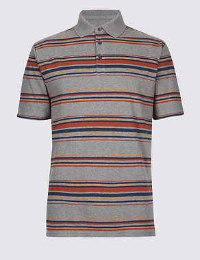 Pure Cotton Striped Polo Shirt Image 2 of 4