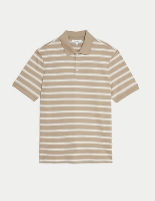 Pure Cotton Striped Polo Shirt Image 2 of 5