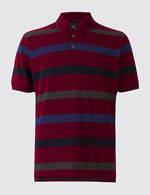 Pure Cotton Striped Polo Shirt Image 2 of 5