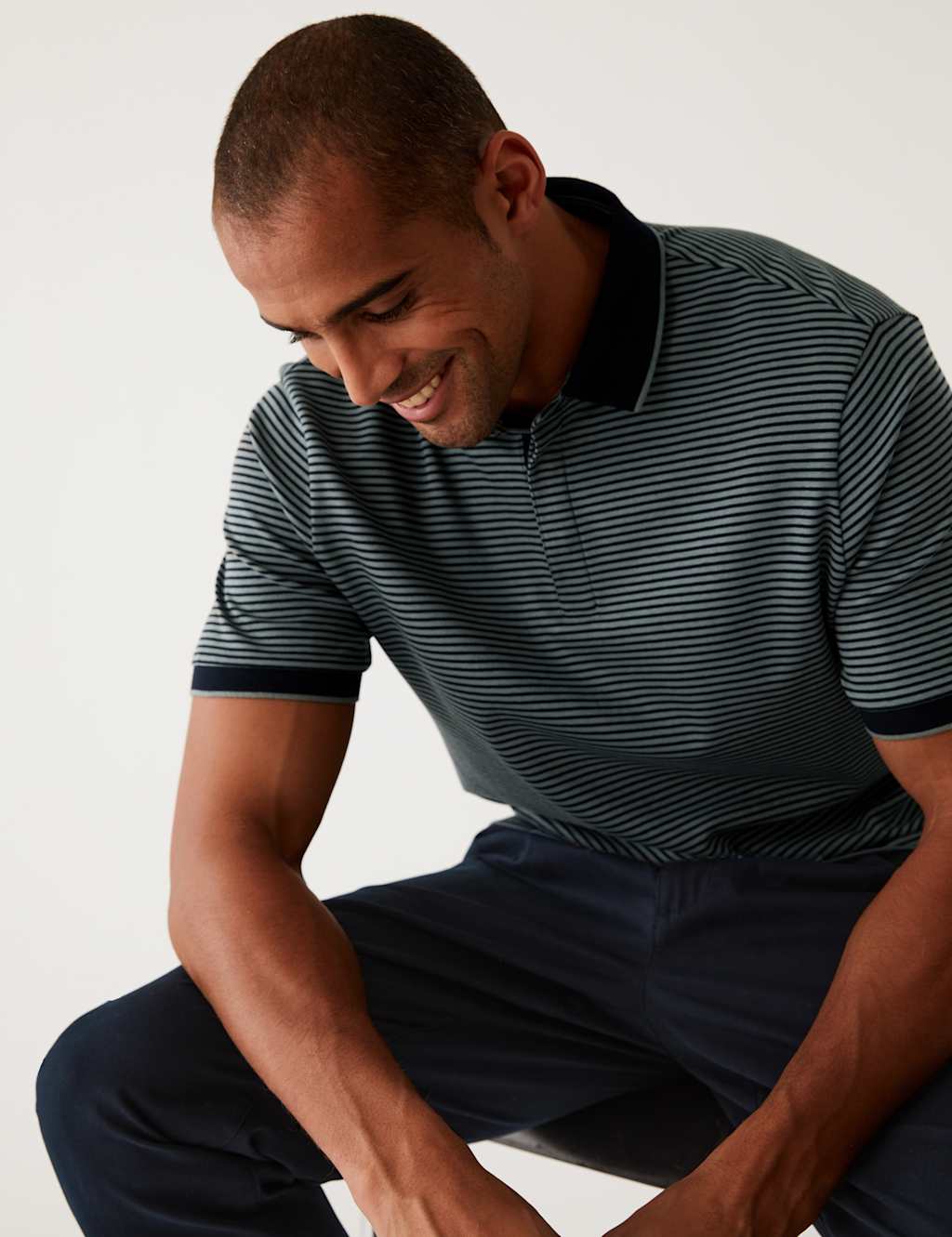 Pure Cotton Striped Polo Shirt 4 of 5