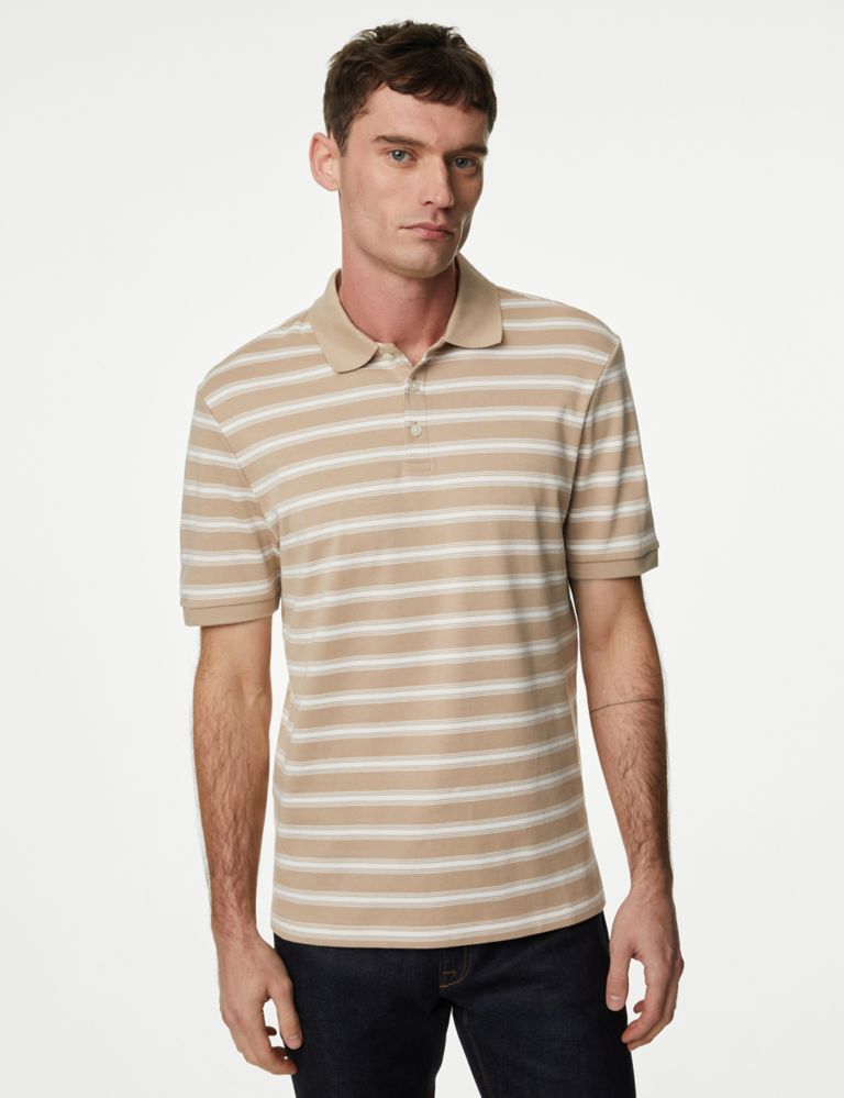 Pure Cotton Striped Polo Shirt 3 of 5