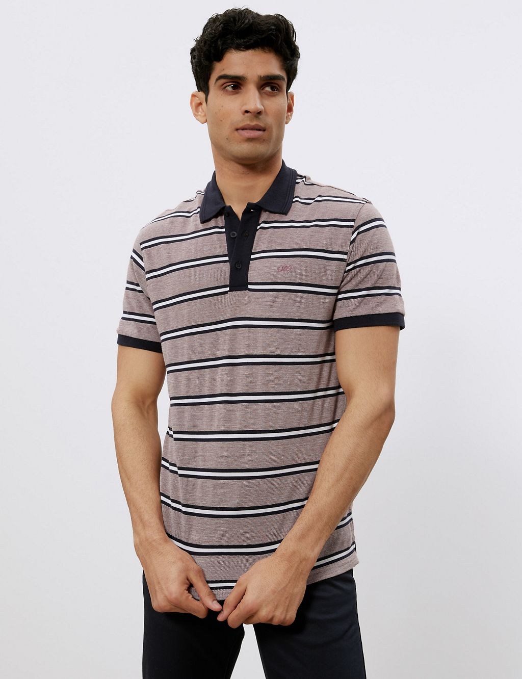 Pure Cotton Striped Polo Shirt 2 of 6