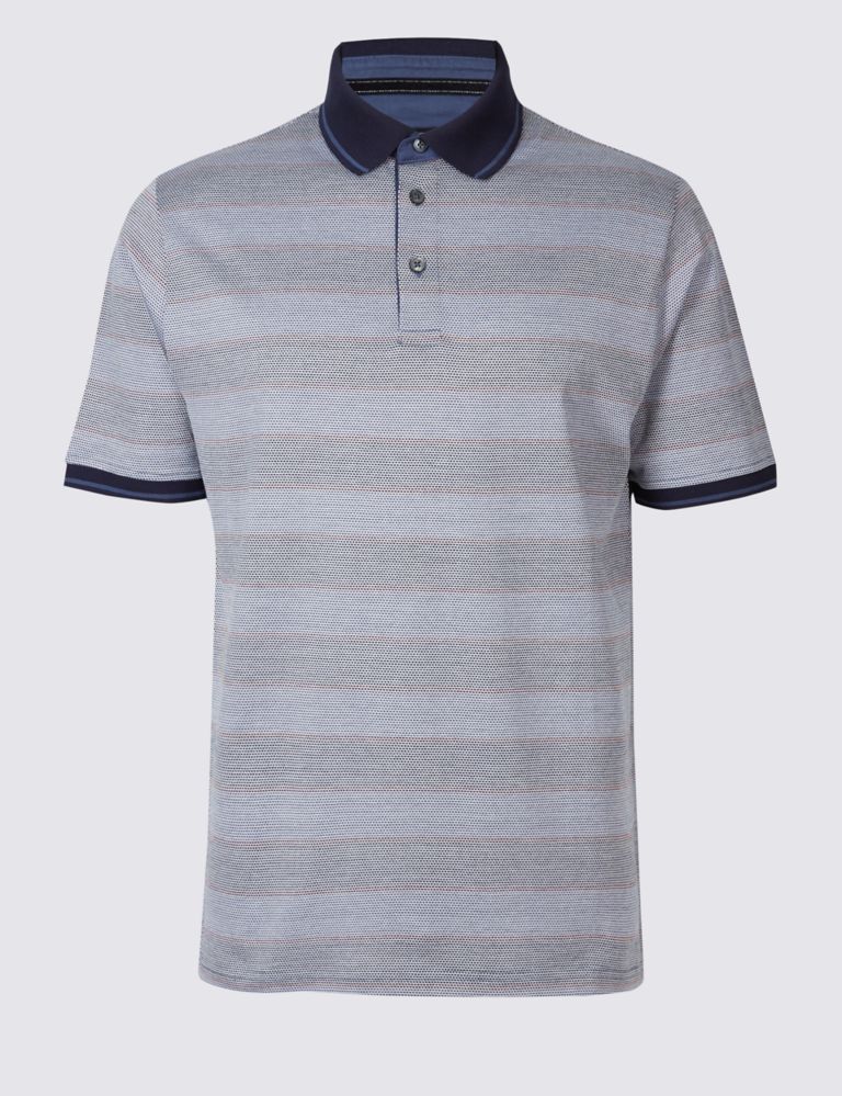 Pure Cotton Striped Polo Shirt 2 of 3