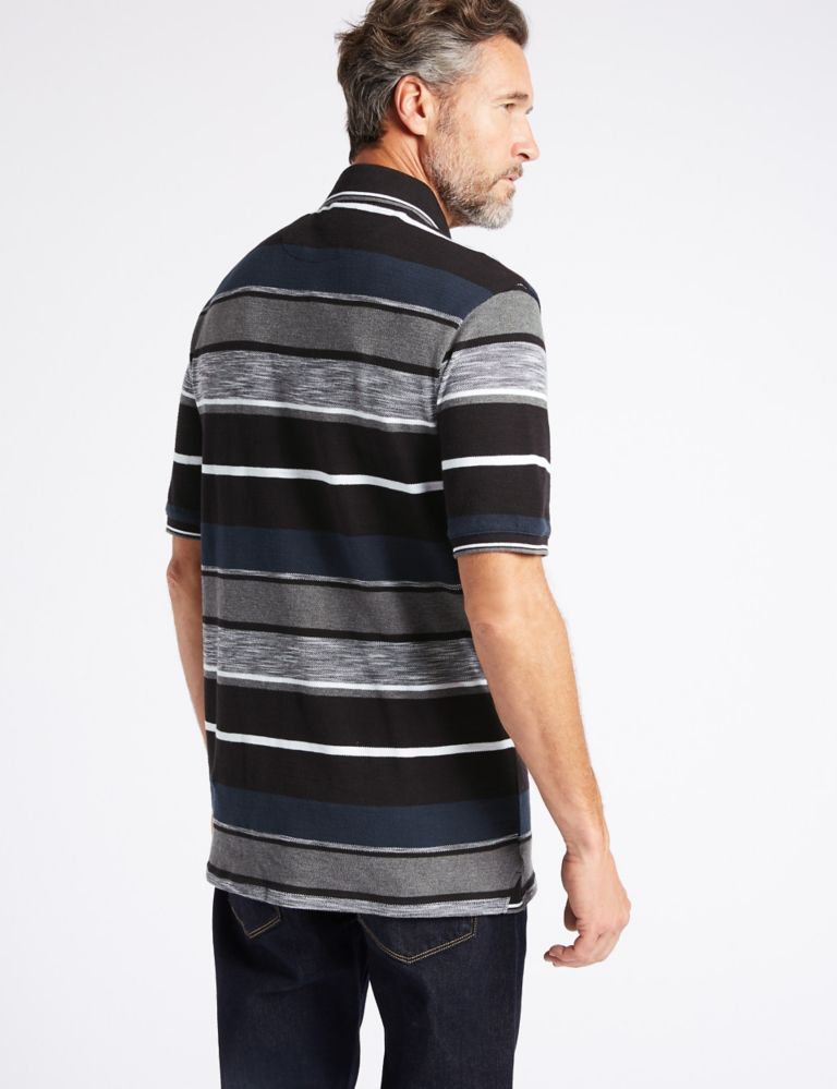Pure Cotton Striped Polo Shirt 4 of 5