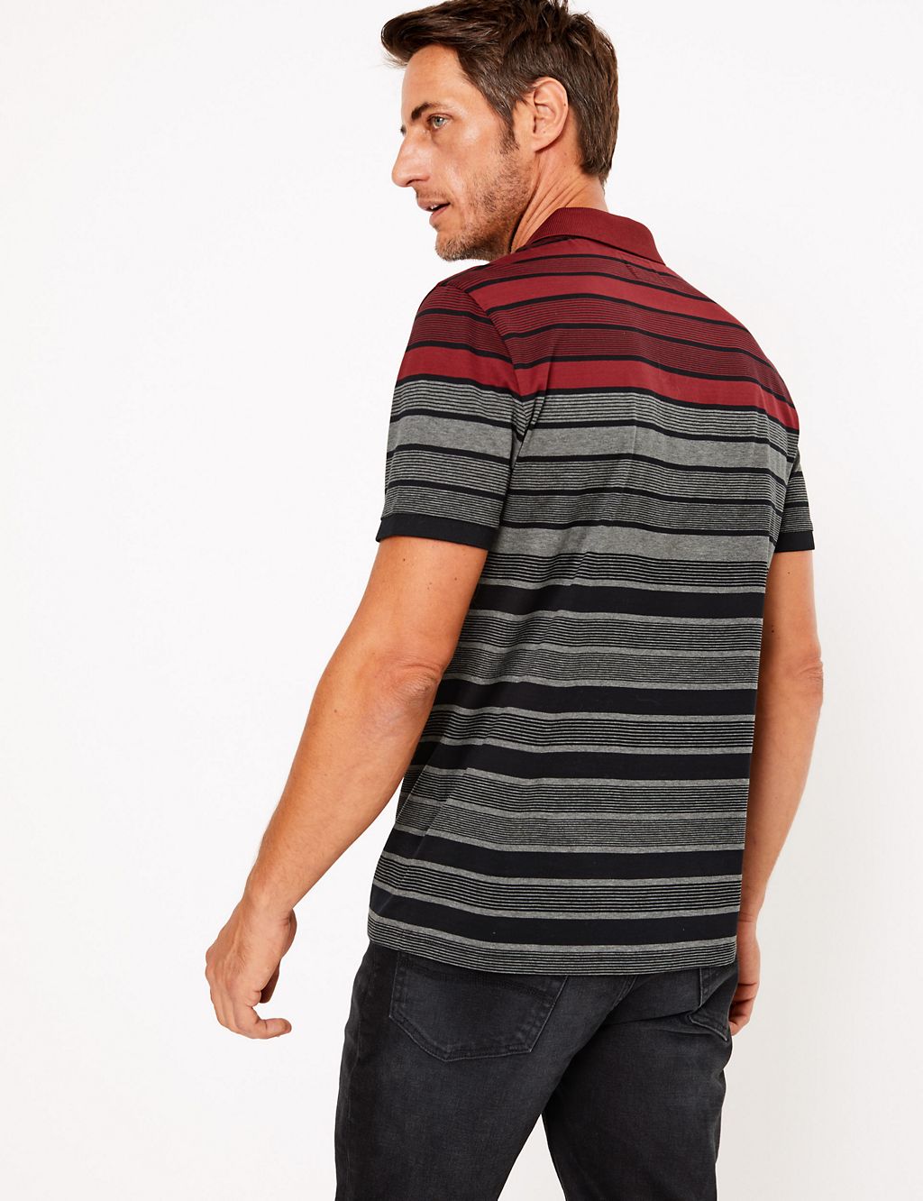 Pure Cotton Striped Polo Shirt 4 of 4