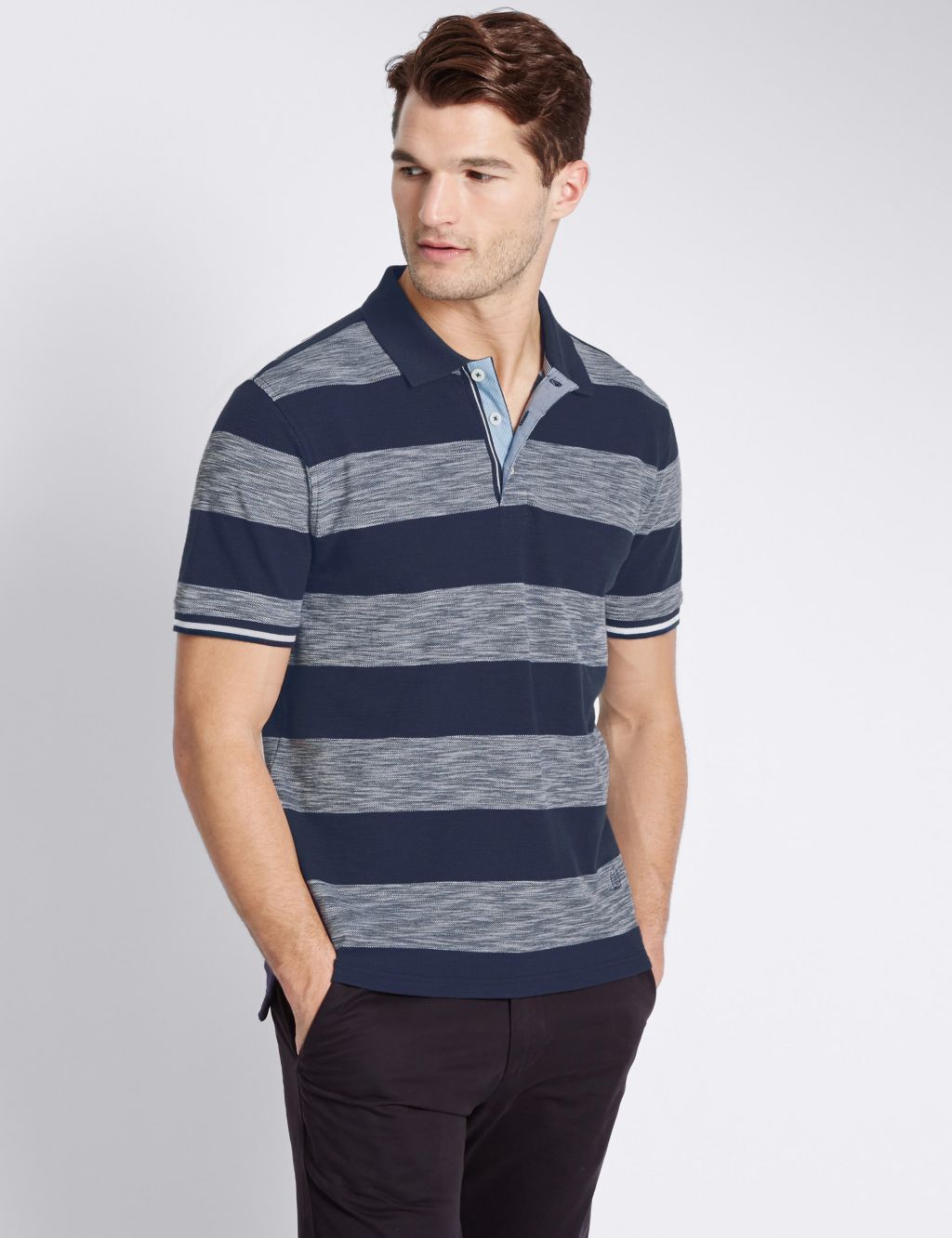 Pure Cotton Striped Polo Shirt 3 of 4