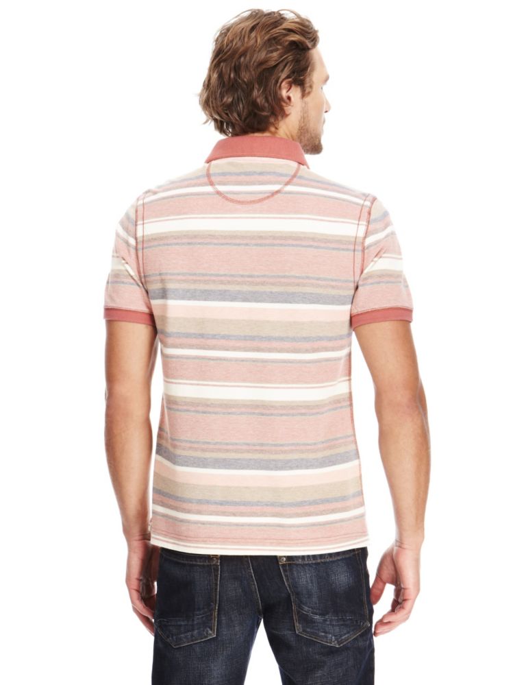 Pure Cotton Striped Polo Shirt 4 of 4