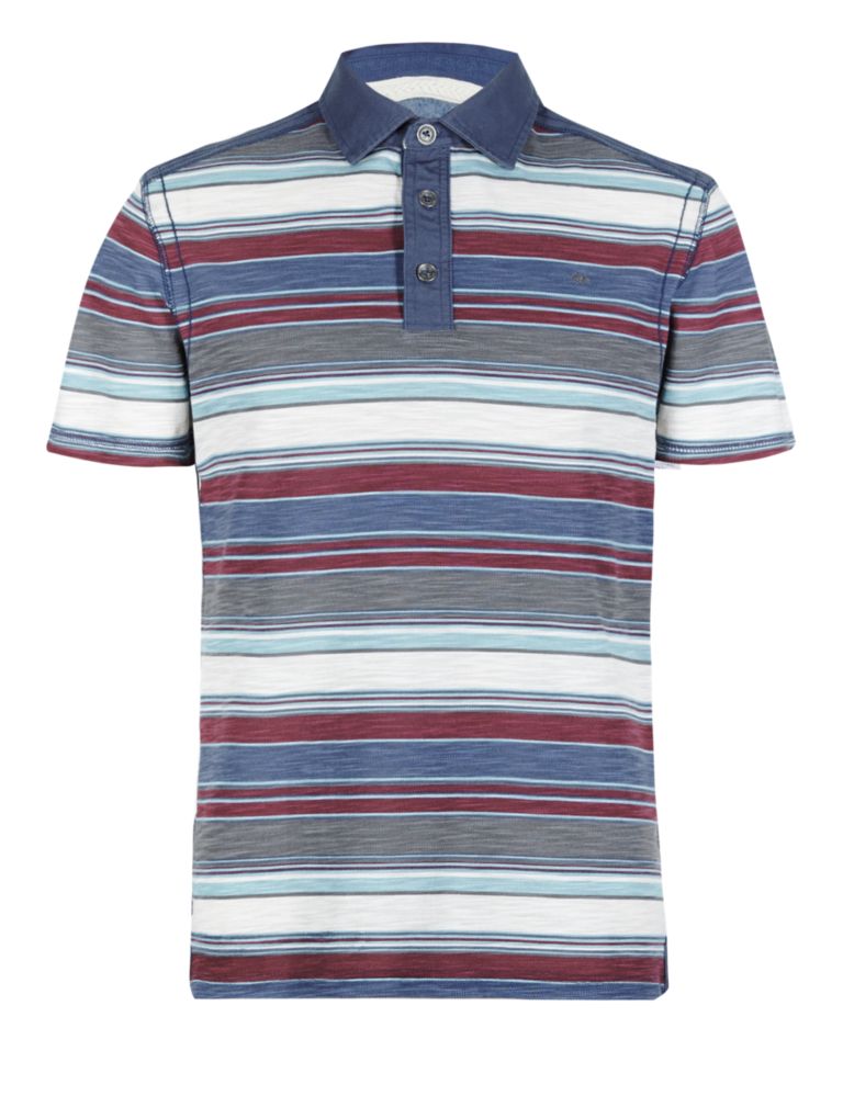 Pure Cotton Striped Polo Shirt 2 of 4