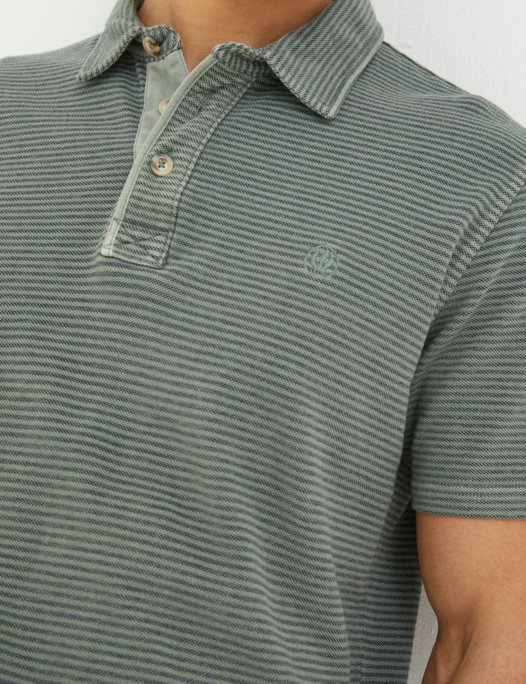 Pure Cotton Striped Polo Shirt 4 of 5