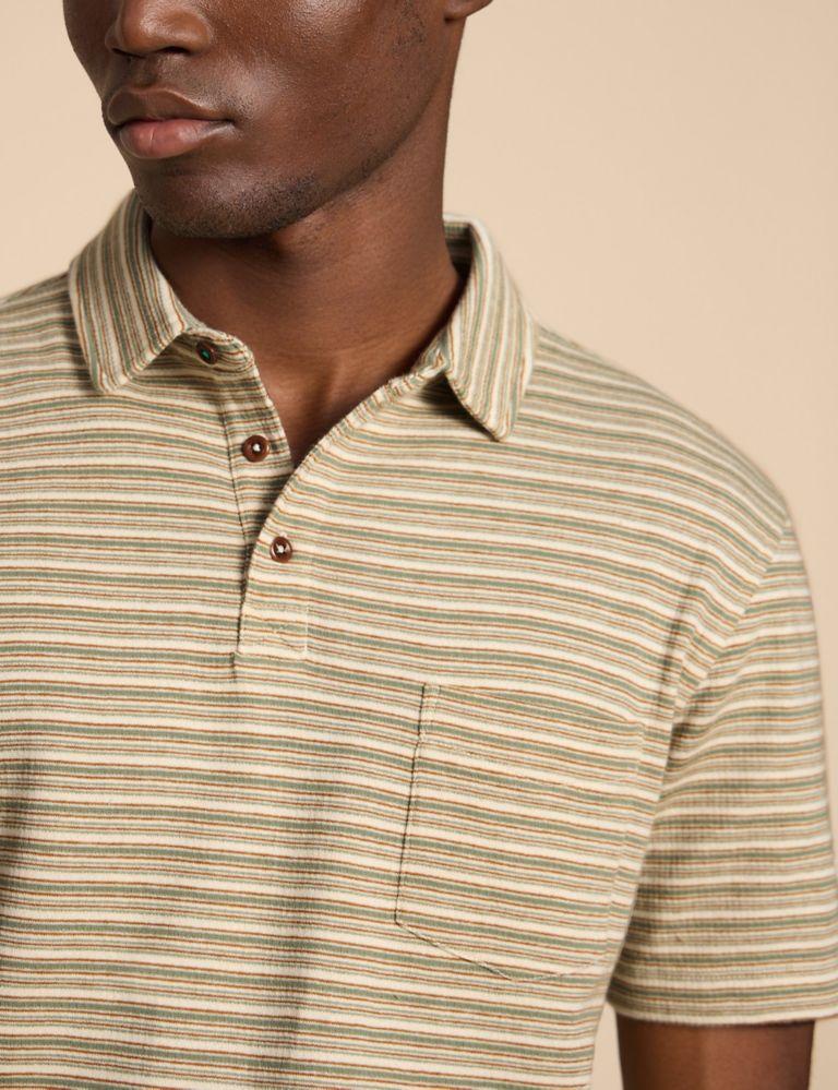 Pure Cotton Striped Polo Shirt 3 of 3
