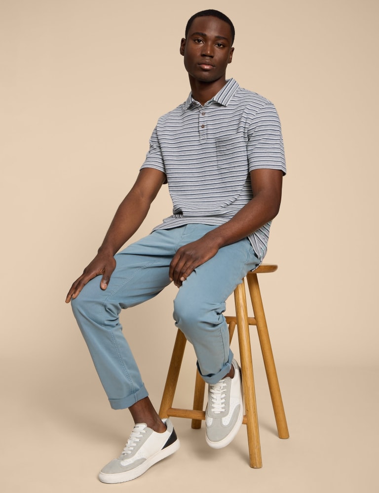 Pure Cotton Striped Polo Shirt 1 of 5