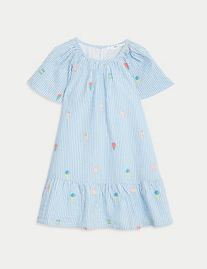 Pure Cotton Striped Printed Dress (2-8 Yrs) Image 2 of 4