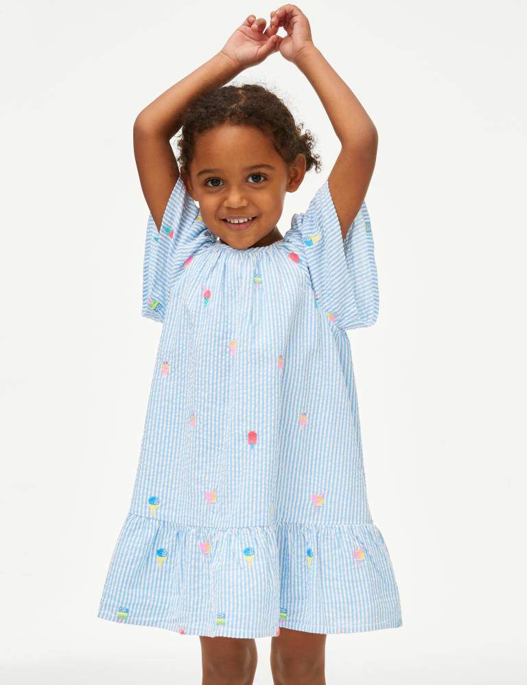 Marks and spencer blue and white striped dress outlet