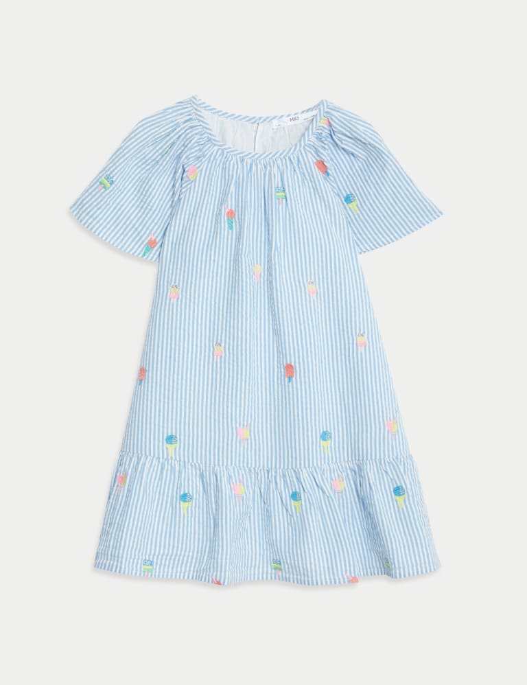 Marks and spencer blue and white striped dress sale