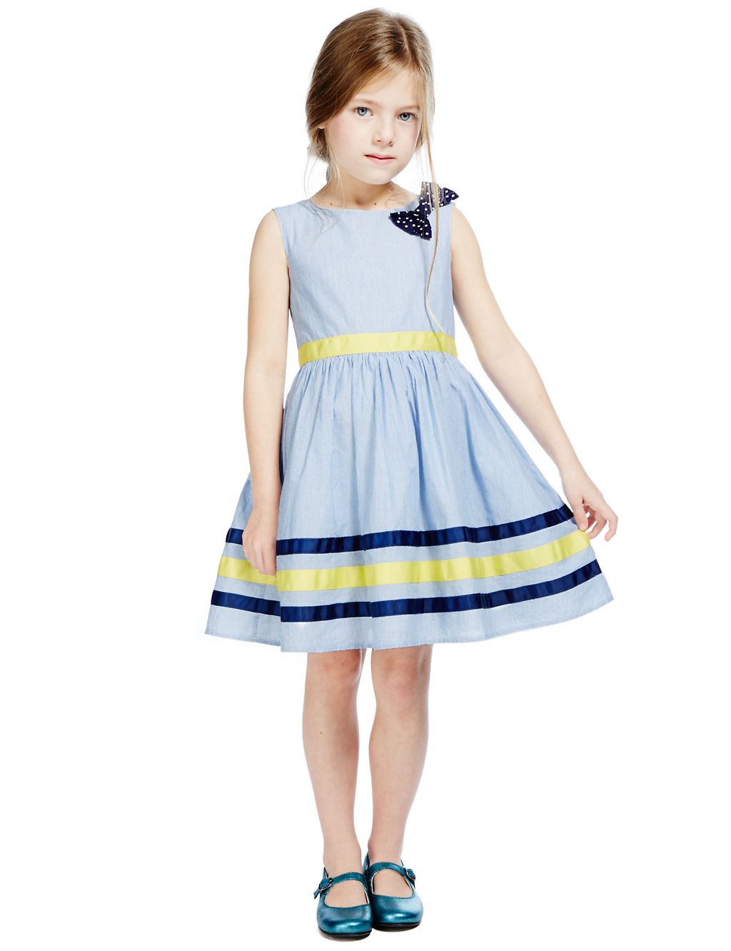 Pure Cotton Striped Prom Dress (1-7 Years) 3 of 3