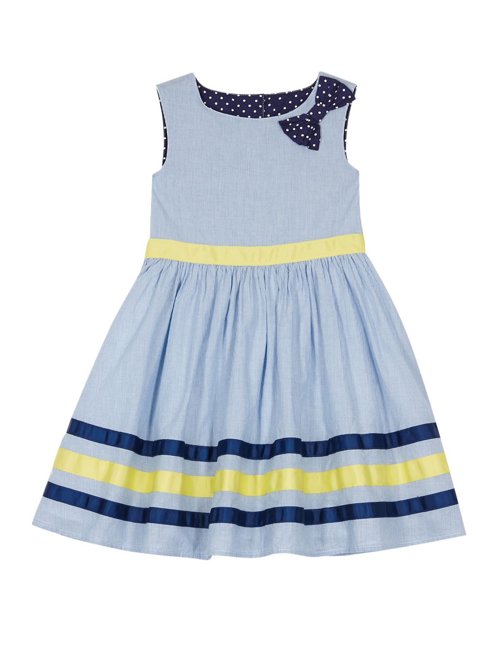 Pure Cotton Striped Prom Dress (1-7 Years) 1 of 3