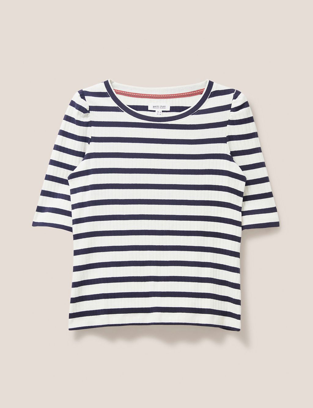 Pure Cotton Striped Puff Sleeve T-Shirt 1 of 5