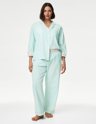 Pure Cotton Striped Pyjama Bottoms M S Collection M S