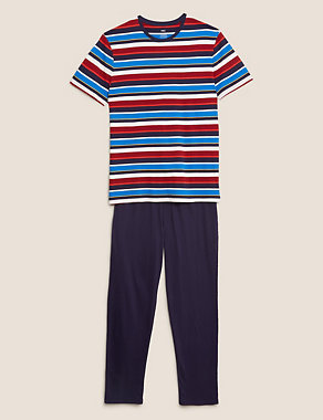 Pure Cotton Striped Pyjama Set Image 2 of 4
