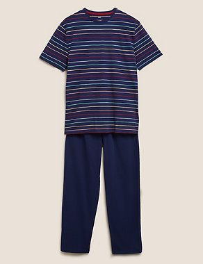 Pure Cotton Striped Pyjama Set Image 2 of 6