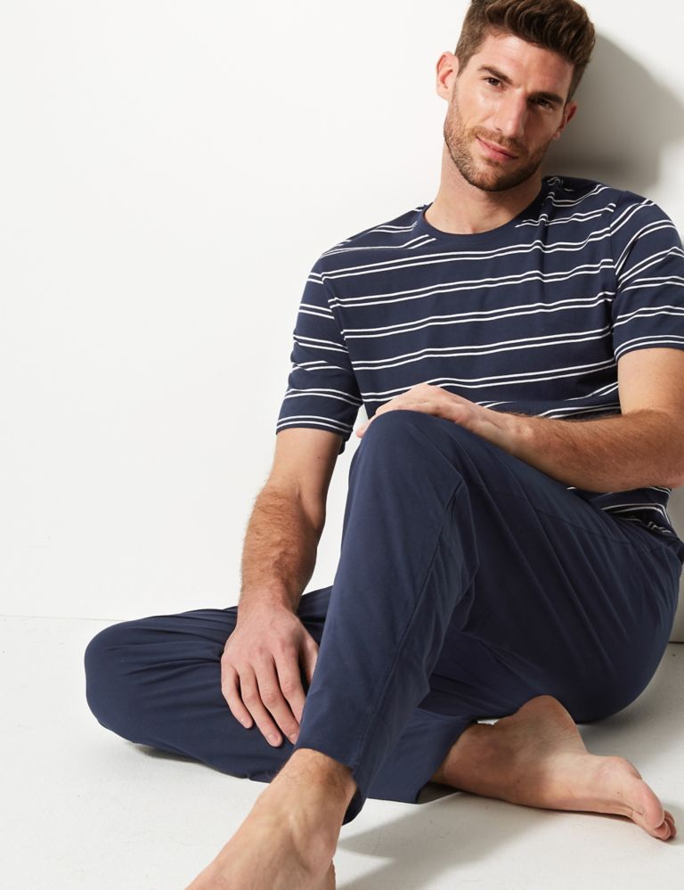 Pure Cotton Striped Pyjama Set 1 of 4