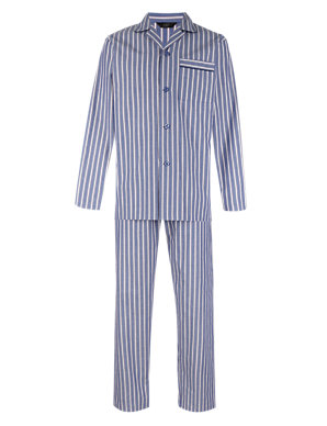 Men's M&S Marks and Spencer Pure Cotton Pyjamas PJ's Long Pants Set RRP £27.50