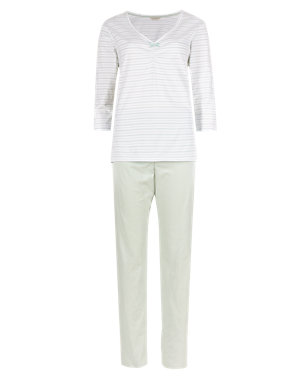 Pure Cotton Striped Pyjamas with Cool Comfort™ Technology Image 2 of 4