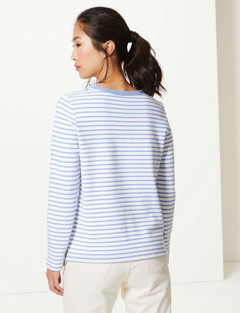 Pure Cotton Striped Regular Fit Sweatshirt 4 of 4
