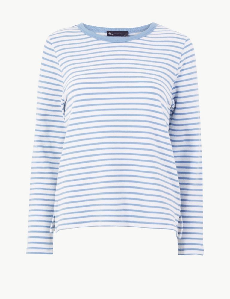 Pure Cotton Striped Regular Fit Sweatshirt 2 of 4