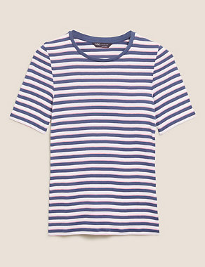 Pure Cotton Striped Regular Fit T-Shirt Image 2 of 6