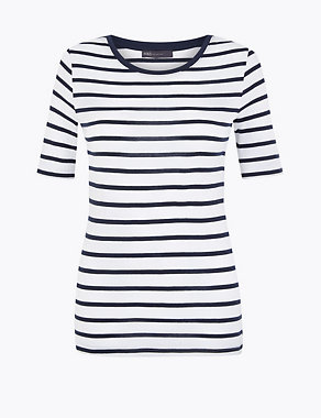 Pure Cotton Striped Regular Fit T-Shirt Image 2 of 5