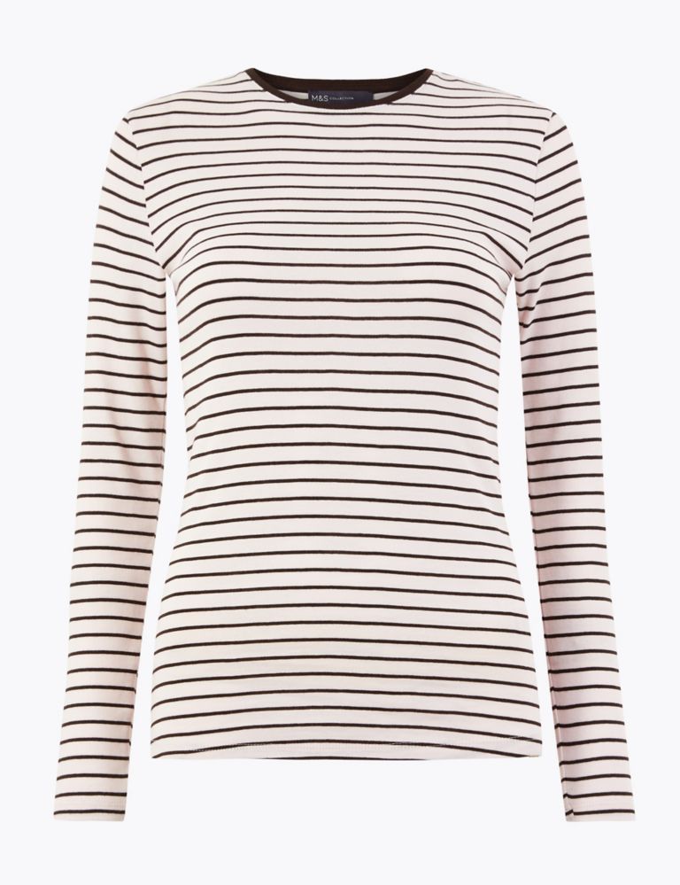 Pure Cotton Striped Regular Fit T-Shirt 2 of 4