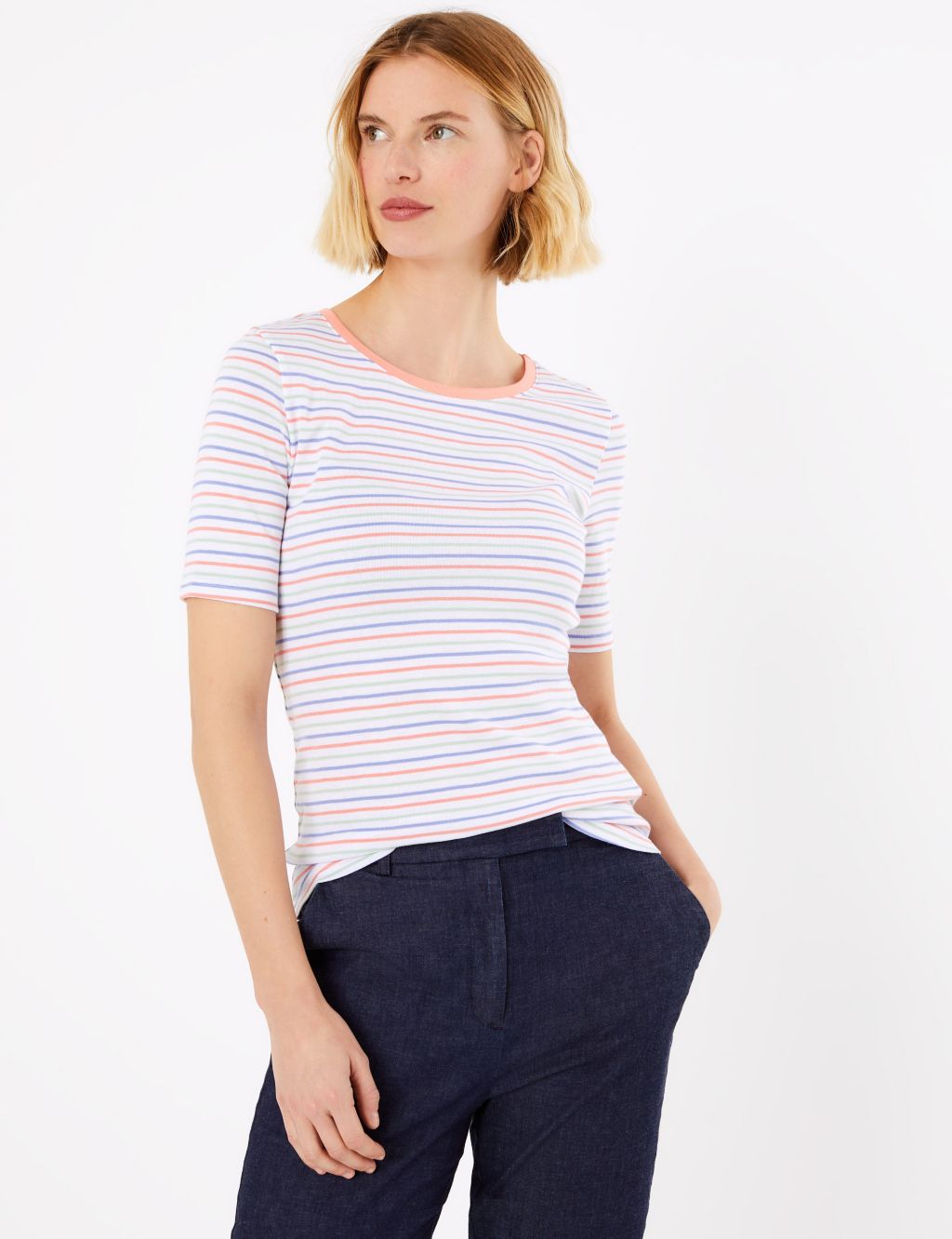 Pure Cotton Striped Regular Fit T-Shirt | M&S Collection | M&S