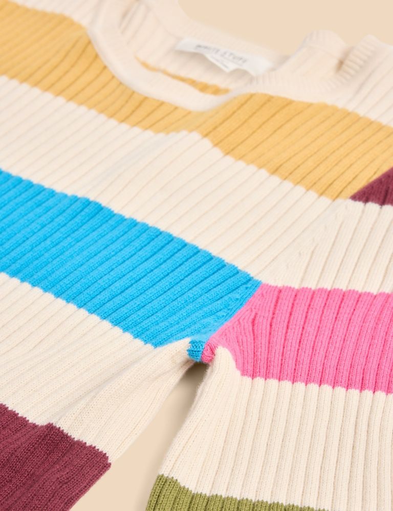 Pure Cotton Striped Ribbed Jumper 6 of 7
