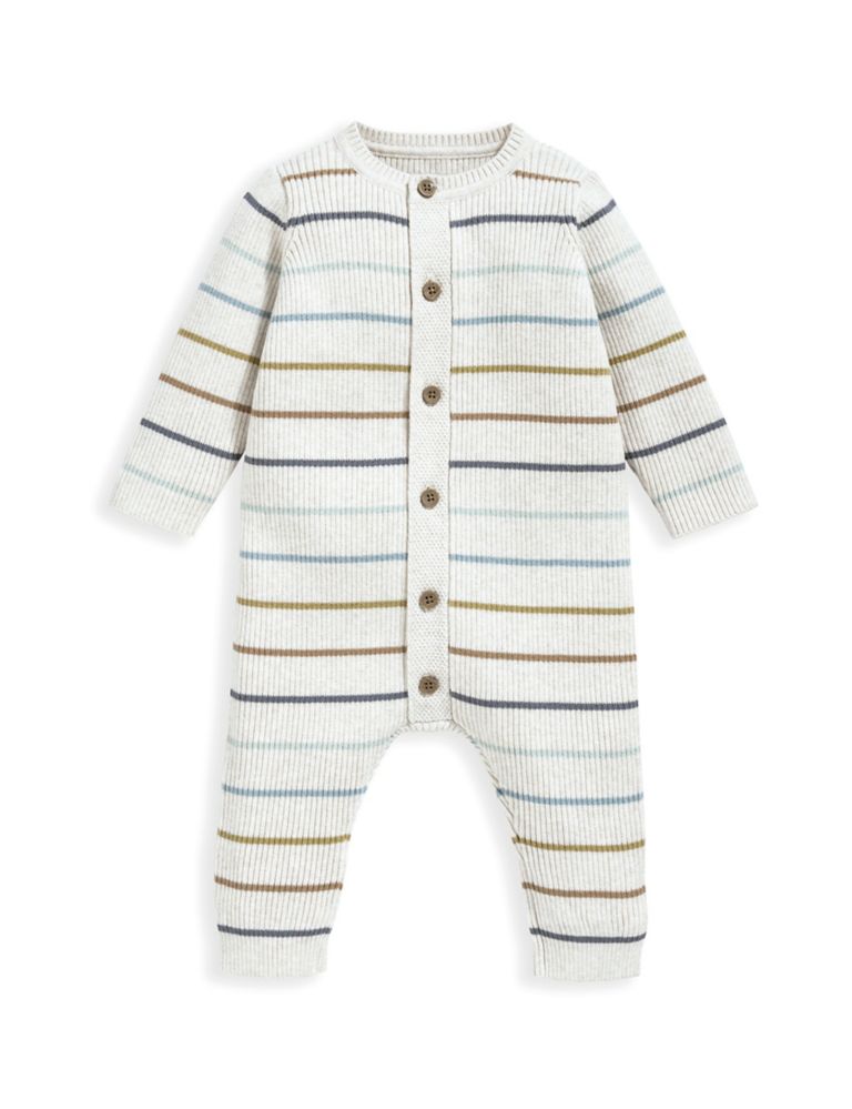 Pure Cotton Striped Romper (7lbs-12 Mths) 2 of 3