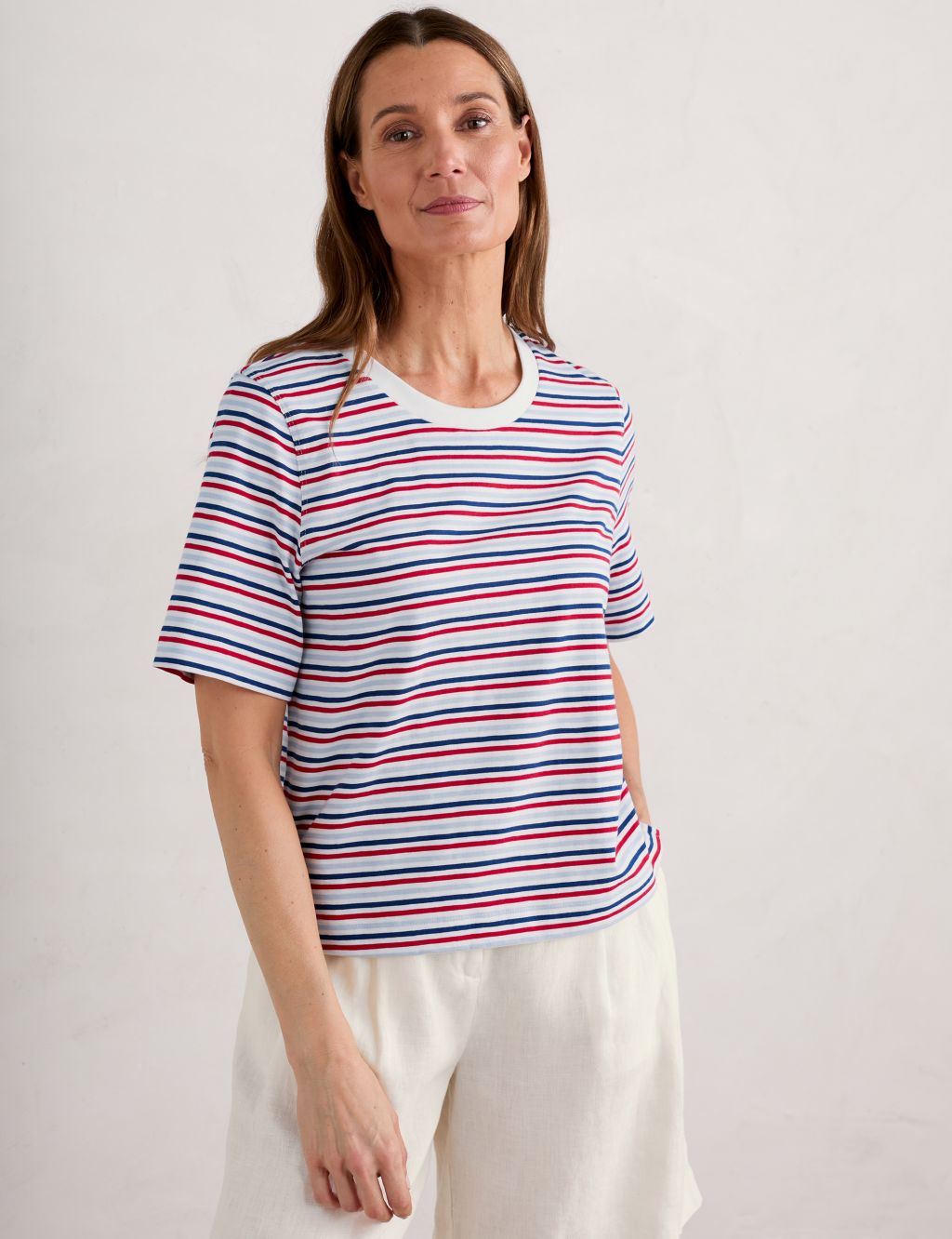Pure Cotton Striped Round Neck T-Shirt 2 of 6
