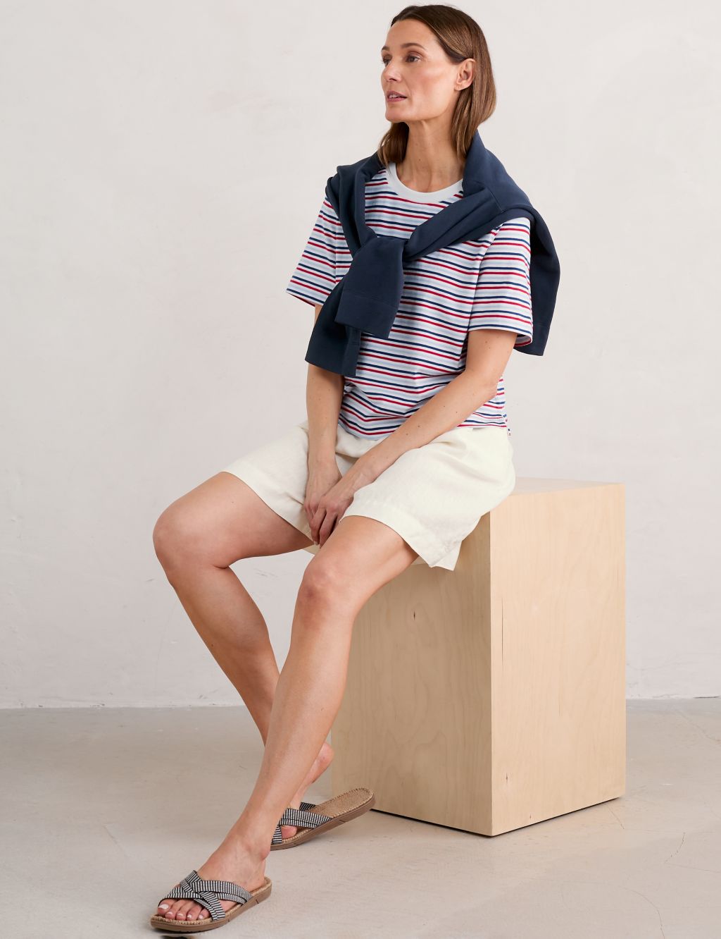 Pure Cotton Striped Round Neck T-Shirt 4 of 6