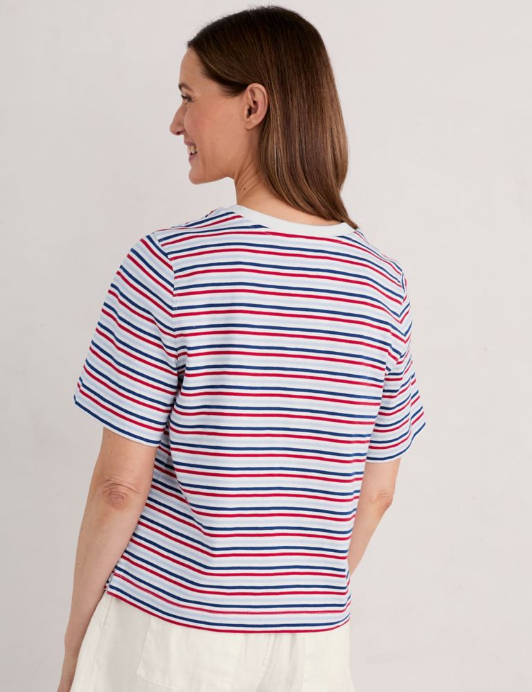 Pure Cotton Striped Round Neck T-Shirt 5 of 6