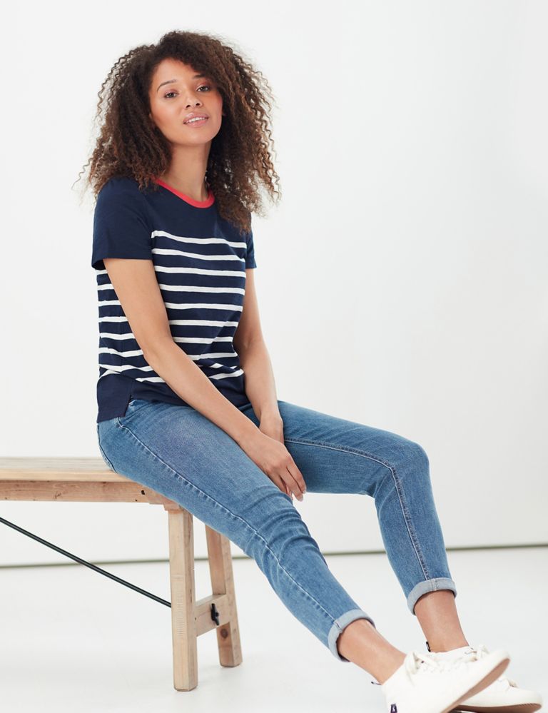 Pure Cotton Striped Round Neck T-Shirt 2 of 5