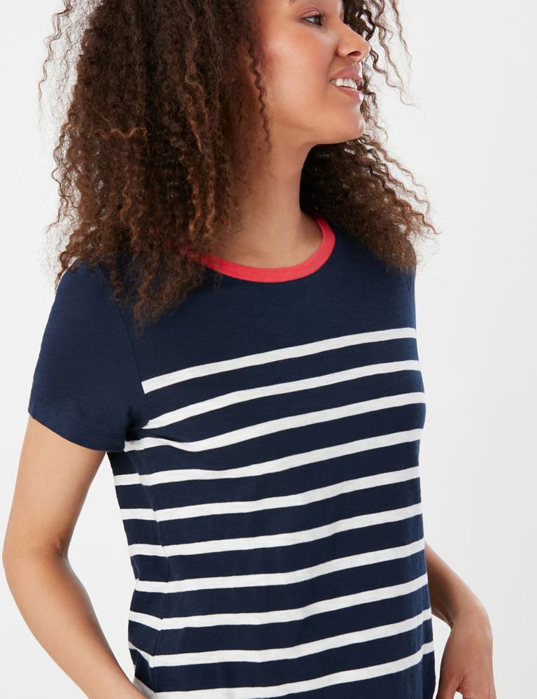 Pure Cotton Striped Round Neck T-Shirt 3 of 5