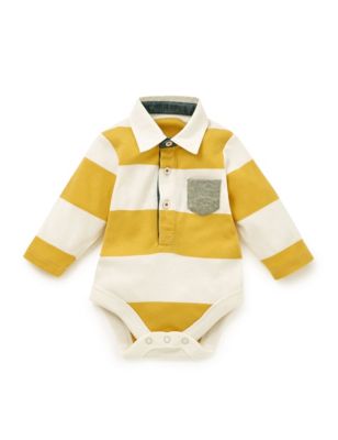 Pure Cotton Striped Rugby Bodysuit Image 1 of 2