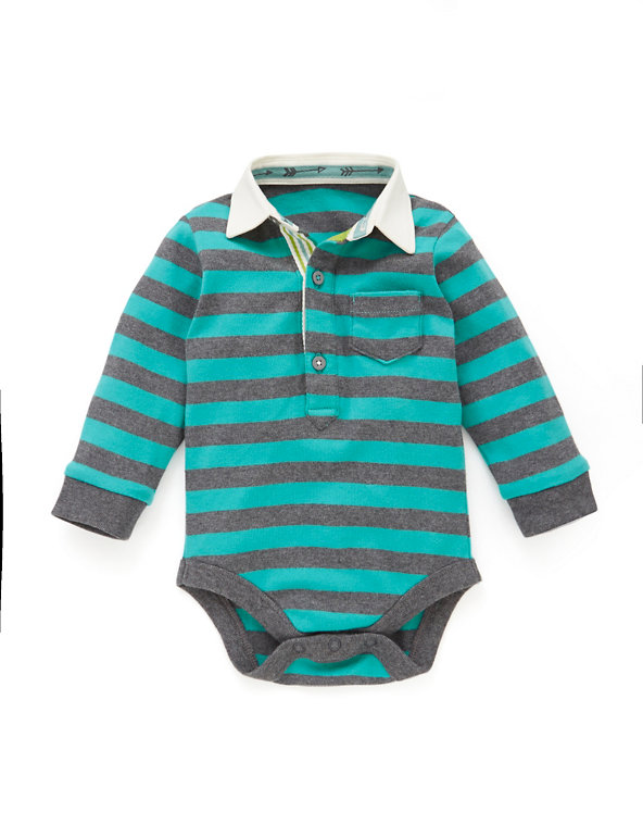 Pure Cotton Striped Rugby Bodysuit Image 1 of 2