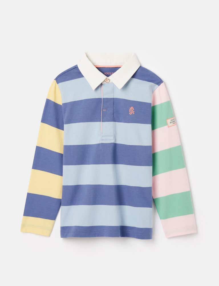 Pure Cotton Striped Rugby Shirt (2-12 Yrs) 1 of 5