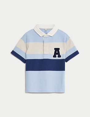 Pure Cotton Striped Rugby Shirt (2-8 Yrs) Image 2 of 6