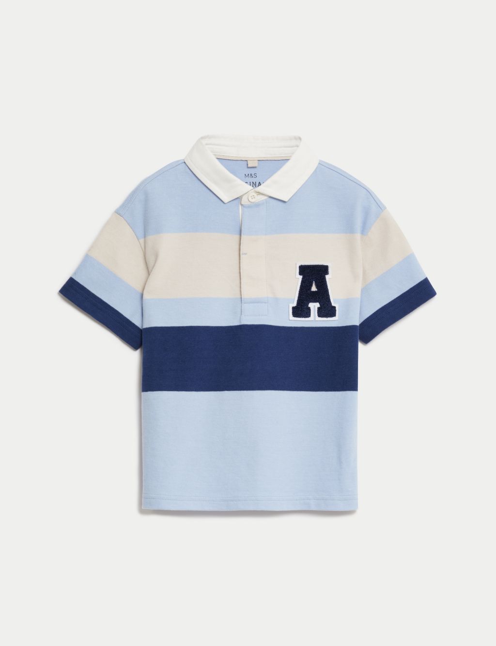 Pure Cotton Striped Rugby Shirt (2-8 Yrs) 1 of 6