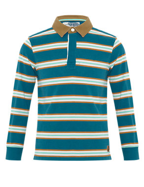 Pure Cotton Striped Rugby Shirt (5-14 Years) Image 2 of 5