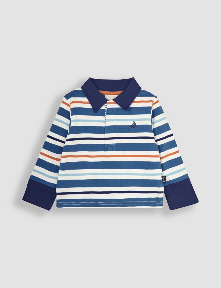 Pure Cotton Striped Rugby Shirt (6 Mths-5 Yrs) 1 of 3