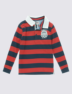 Pure Cotton Striped Rugby Top (1-7 Years) Image 2 of 3